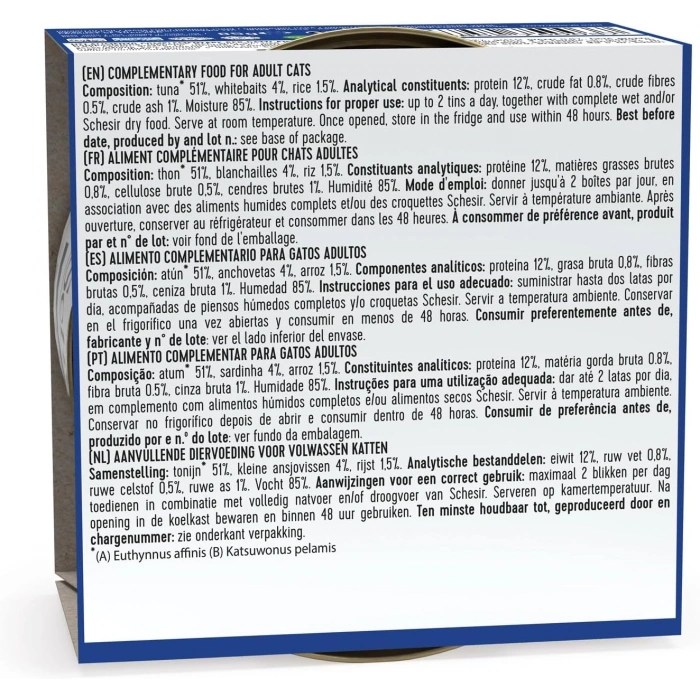 Schesir Ton Balıklı Ve Ringa Balıklı Yetişkin Kedi Konservesi 85 Gr