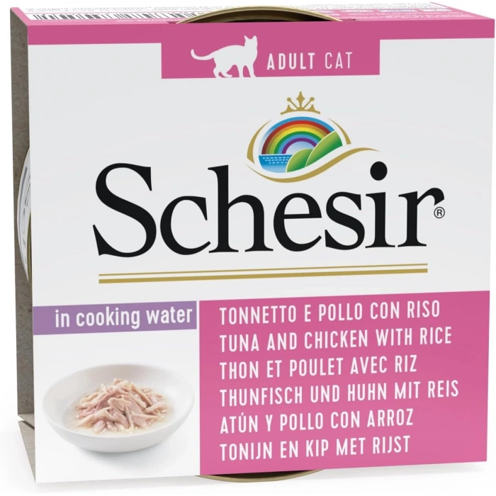 Schesir Yaş Kedi Maması Buharda Pişirilmiş Ton Balığı Ve Tavuklu 85 gr