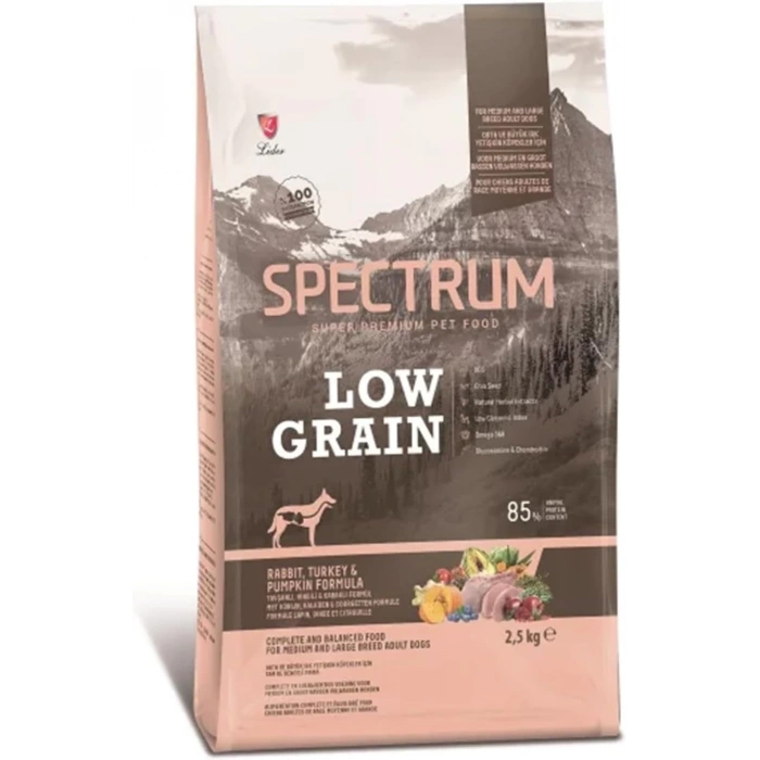 Spectrum Düşük Tahıllı Tavşan Etli Hindili ve Bal Kabaklı Orta Irk Yetişkin Köpek Maması 2.5 Kg