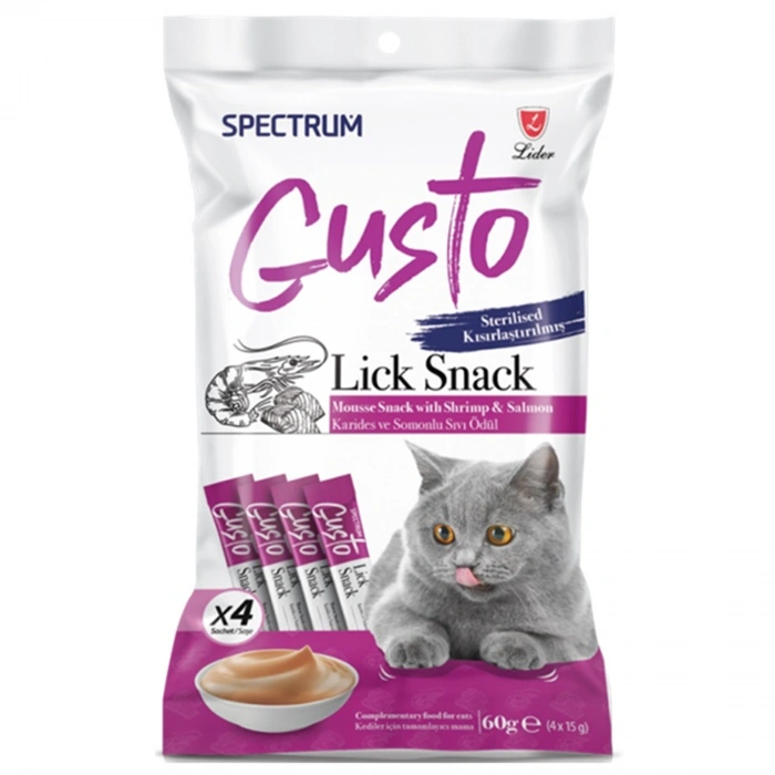 Spectrum Gusto Karidesli ve Somonlu Kısırlaştırılmış Sıvı Kedi Ödül Maması 60 Gr