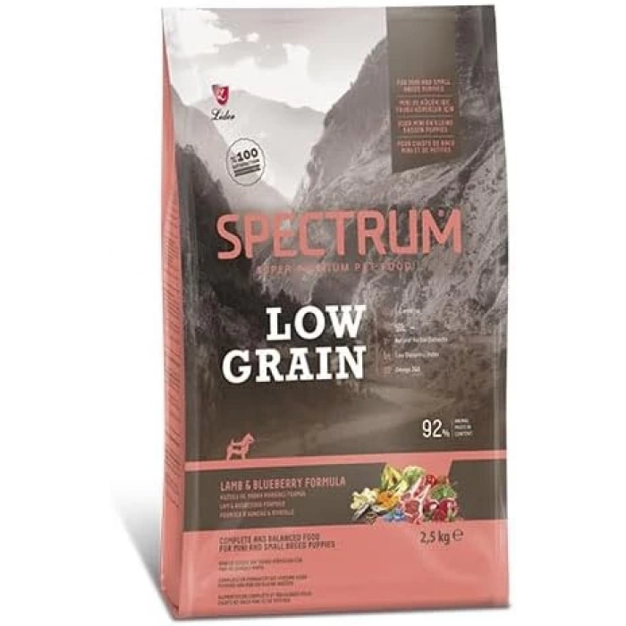 Spectrum Kuzu Etli ve Yaban Mersinli Mini ve Küçük Irk Düşük Tahıllı Yavru Köpek Maması 2,5kg