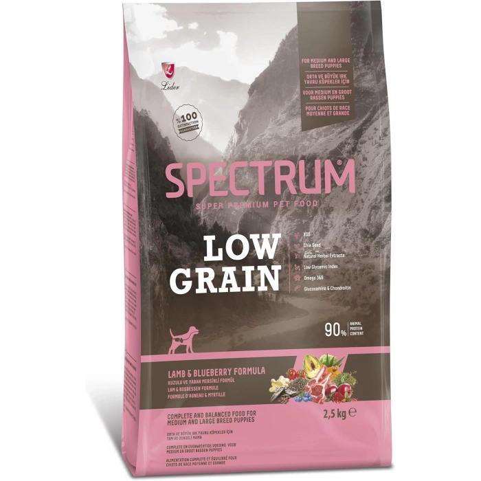 Spectrum Kuzu Etli ve Yaban Mersinli Orta ve Büyük Irk Düşük Tahıllı Yavru Köpek Maması 2,5kg