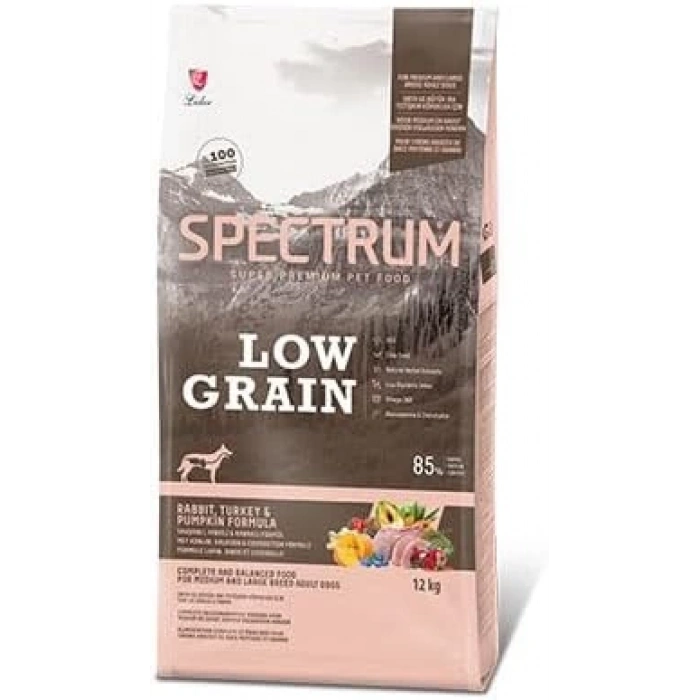 Spectrum Low Grain Hindi Tavşan ve Kabaklı Orta Irk Yetişkin Köpek Maması 12 Kg