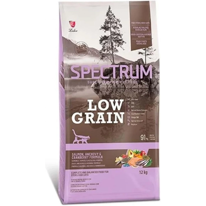 Spectrum Low Grain Somonlu Hamsili ve Kızılcıklı Kısırlaştırılmış Kedi Maması 12 Kg