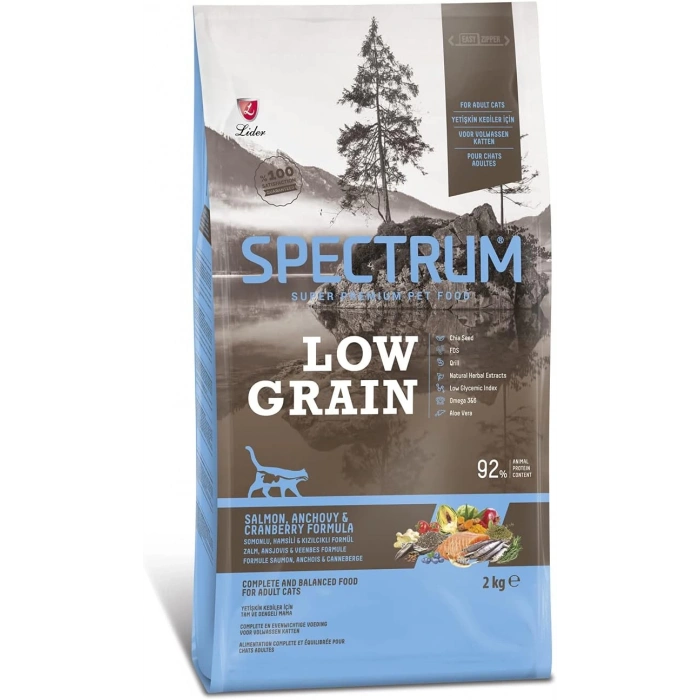 Spectrum Low Grain Somonlu, Hamsili Ve Kızılcıklı Yetişkin Kedi Maması 2Kg