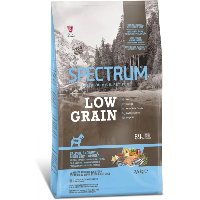 Spectrum Low Grain Somonlu Hamsili Yaban Mersinli Small Mini Breed Yetişkin Köpek Maması 2,5 kg