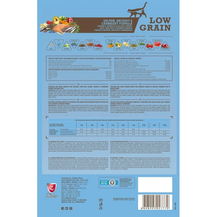 Spectrum Low Grain Somonlu Yetişkin Kedi Maması Açık 1 kg