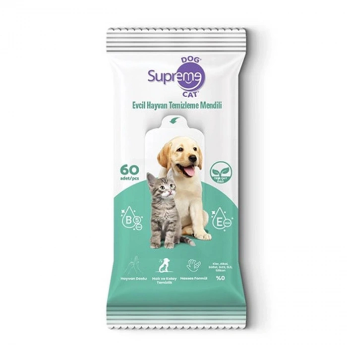 Supreme Hipoalerjenik Temizleme Mendili Kedi&Köpek 60ad