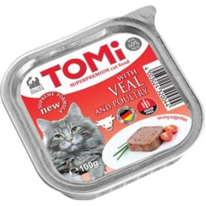 Tomi Pate Dana Etli ve Kümes Hayvanlı Yetişkin Kedi Konservesi 100gr