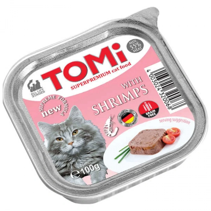Tomi Pate Karidesli Yetişkin Kedi Konservesi 100gr