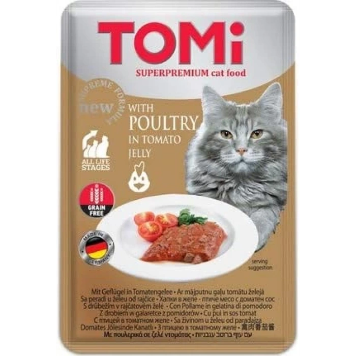Tomi Pate Kümes Hayvanlı ve Domatesli Yetişkin Kedi Konservesi 100gr