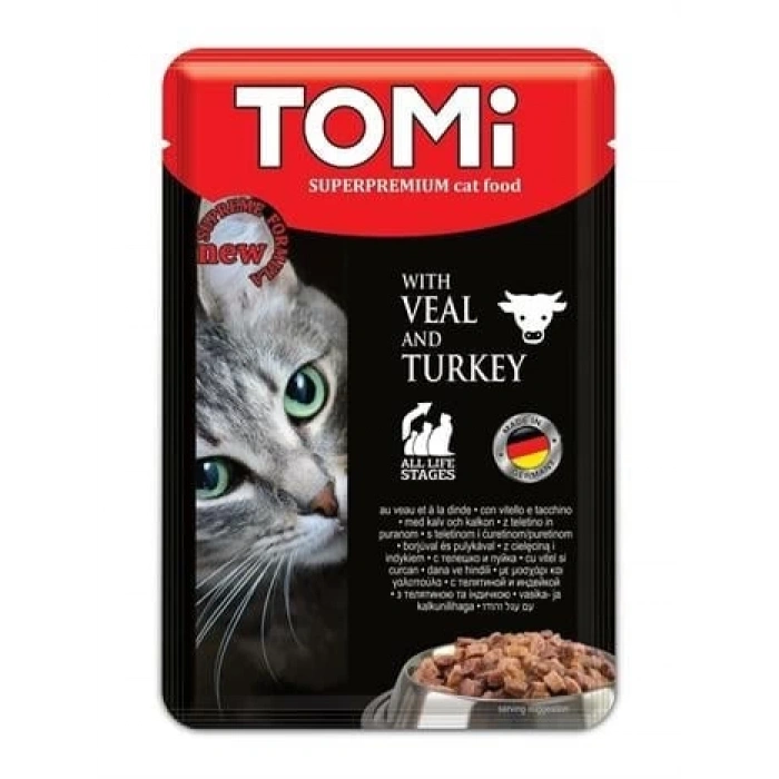 Tomi Premium Pouch Dana Etli ve Hindili Yetişkin Kedi Konservesi 100 gr