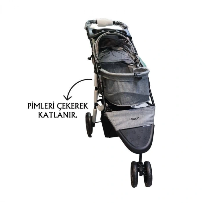 Tommy Evcil Hayvan Arabası 86*46*94,5cm Gri Max 15 Kg