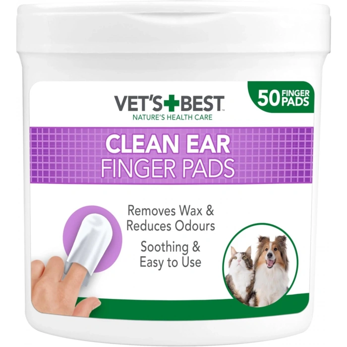VETS BEST Kedi ve Köpekler için Fındık ve Aloe Vera Özlü Kulak Temizleme Pedi (50li)