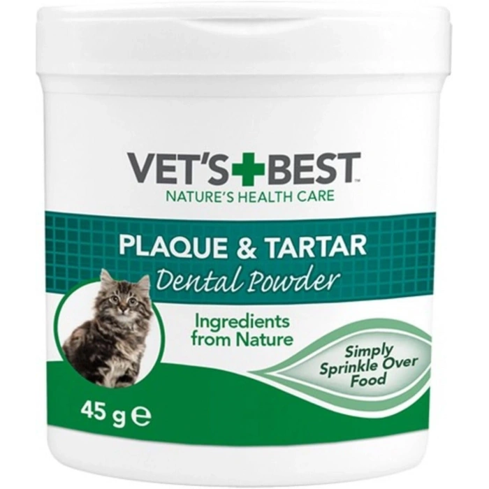 VETS BEST Kediler için Deniz ve Spirulina Yosunu Özlü Plak ve Tartar Önleyici Ağız Bakım Tozu 45gr