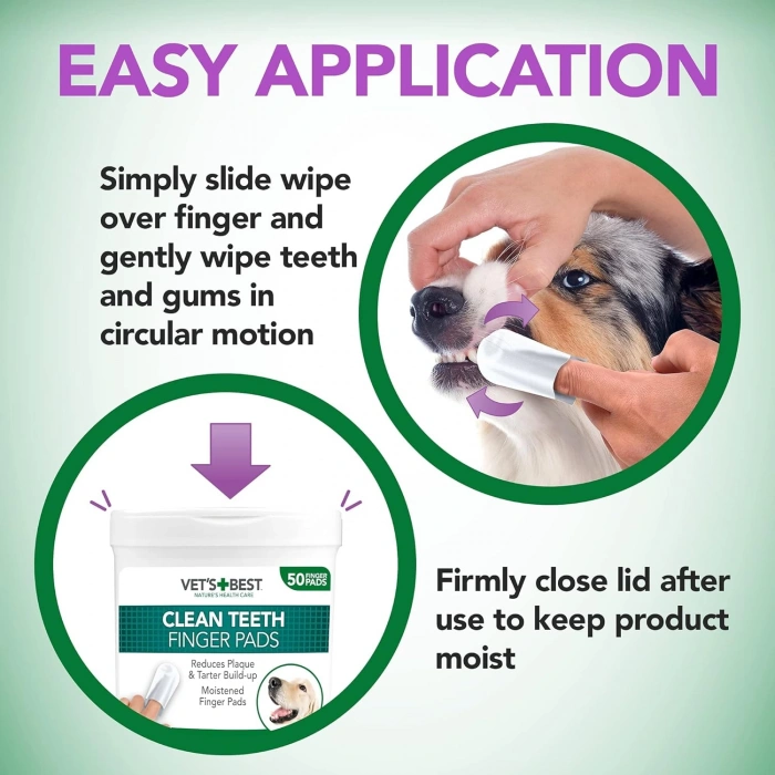 VETS BEST Köpekler için Diş Temizleme Parmak Pedi (50li)