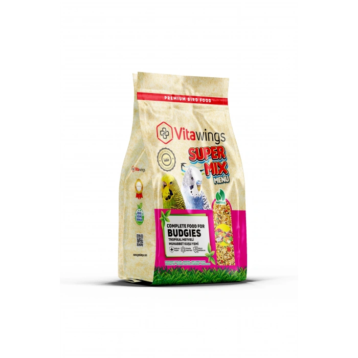 VitaWings Super Mix Menu Budgies Tropikal Meyveli Muhabbet Kuşu Yemi 800 Gr.