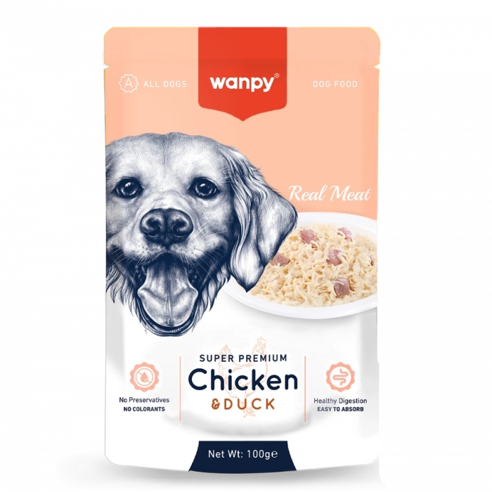 Wanpy 100g Pouch Tavuk&Ördek Yaş Köpek Maması