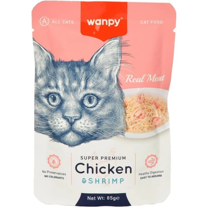 Wanpy 85 gr Pouch Tavuklu & Karidesli Yaş Kedi Maması