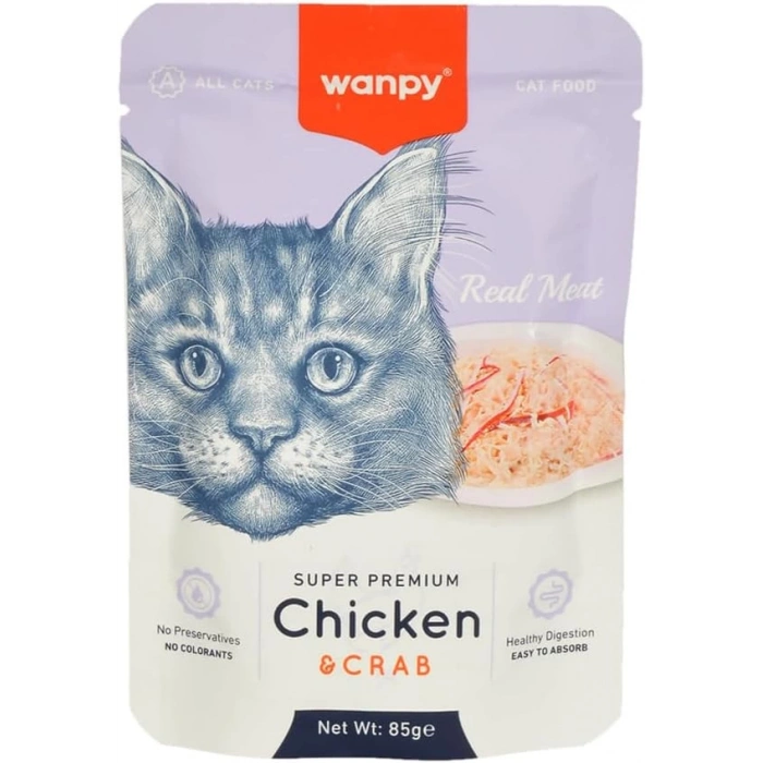 Wanpy 85 gr Pouch Tavuklu & Yengeçli Yaş Kedi Maması