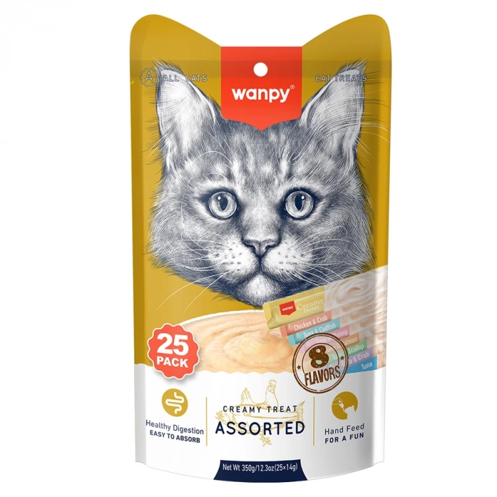 Wanpy Cream Karışık Sıvı Kedi Ödülü 25*14 gr