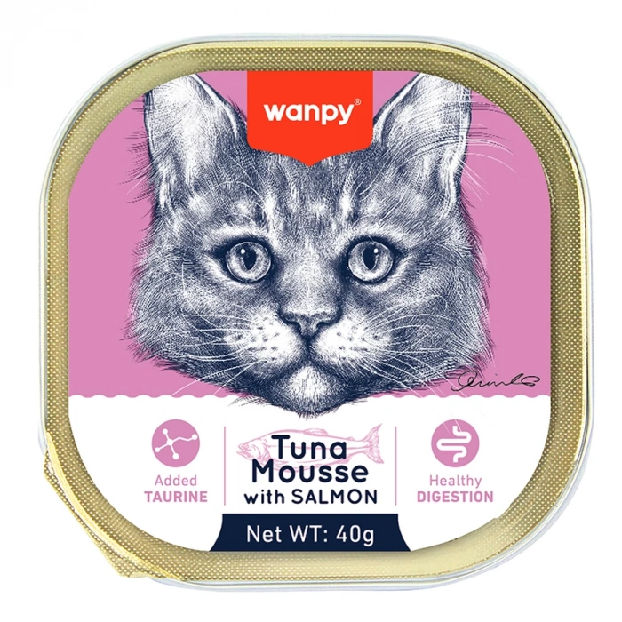 Wanpy Mousse Kedi 40g Ton Balıklı & Somonlu Alutray Yaş Mama