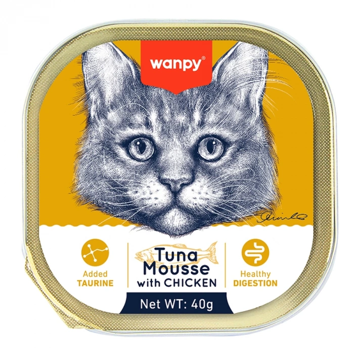 Wanpy Mousse Kedi 40g Ton Balıklı & Tavuklu Alutray Yaş Mama