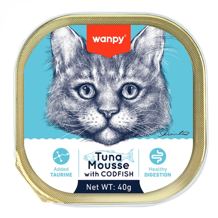 Wanpy Mousse Kedi 40g Ton & Morina Balıklı Alutray Yaş Mama