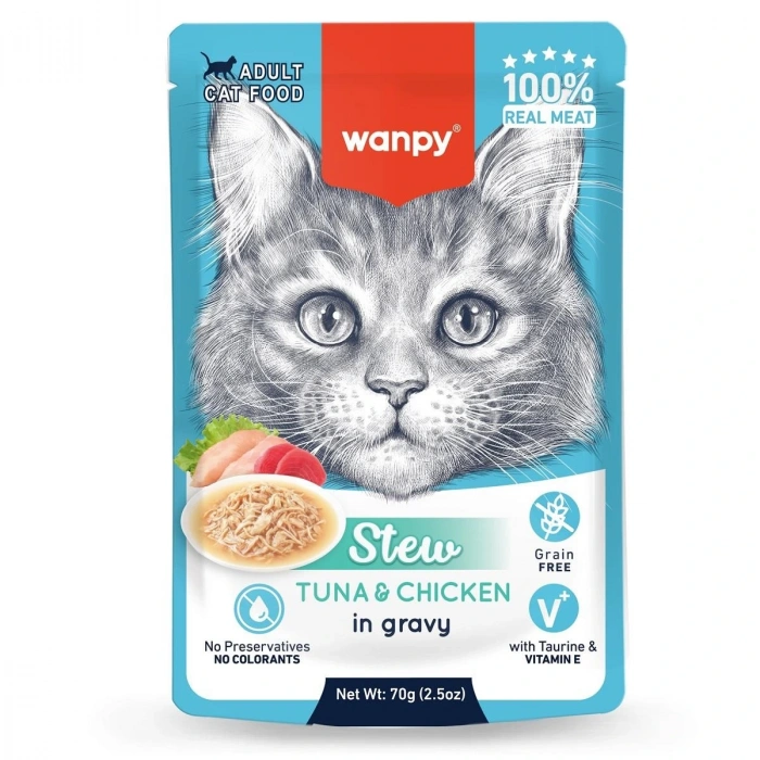 Wanpy Pouch Tavuklu Yaş Kedi Maması 70 gr