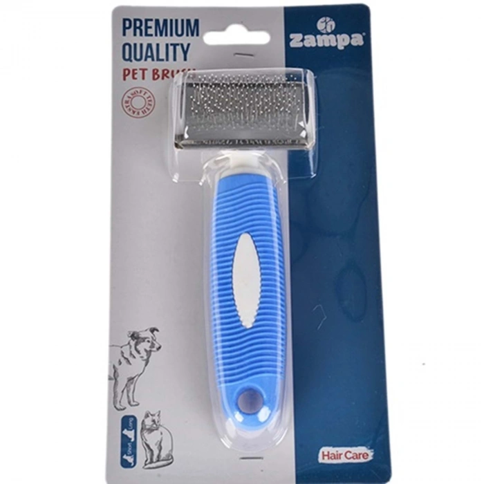 Zampa Kedi ve Köpek Bakım Fırçası Small 16x6cm, Mavi