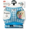 Curli Vest Harness Air-Mesh SkyBlue-Caro Xs & Leash M