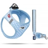 CURLI VEST HARNESS AIR-MESH SKYBLUE-CIRCLES S & LEASH M