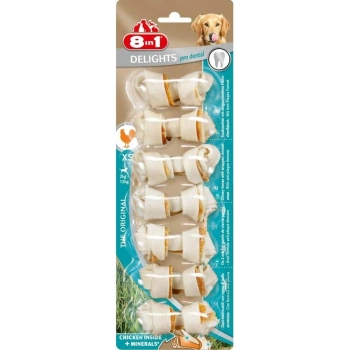 8in1 Delights Pro Dental Diş Sağlığı için Tavuk Etli Düğümlü Köpek Kemiği (7li) 84gr [XS]
