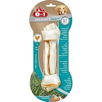 8in1 Delights Pro Dental Diş Sağlığı için Tavuk Etli Düğümlü Köpek Kemiği 85gr [L]