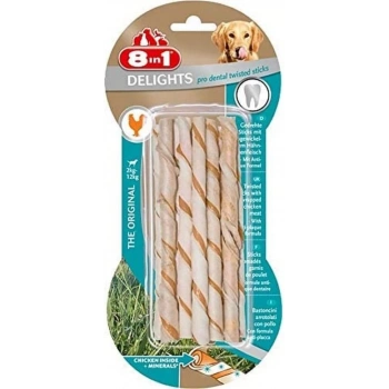 8in1 Delights Pro Dental Diş Sağlığı için Twisted Sticks Köpek Çiğneme Kemiği 55gr
