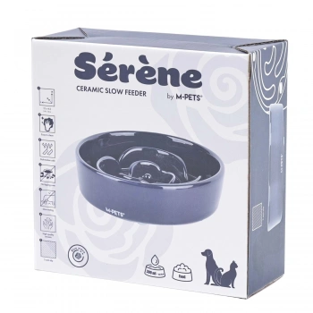 M-Pets Serene Rose Seramik Yavaş Beslenme Mama Kabı 300ml (Lacivert)