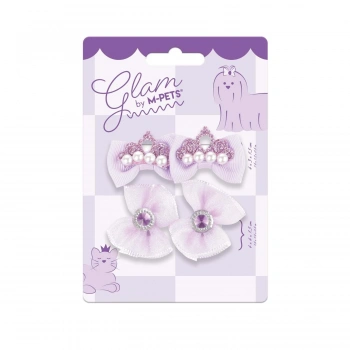 M-Pets Glam Fiyonklu Kedi ve Köpekler için Toka (4lü) (Mor)