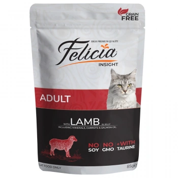 Felicia Tahılsız 85 gr Pouch Yetişkin Kuzu Etli Yaş Kedi Maması