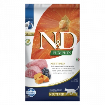 N&D Pumpkin Kuzu Etli Bal Kabaklı ve Yaban Mersinli Tahılsız Kısırlaştırılmış Kedi Maması 5kg