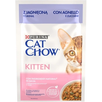 Cat Chow Pouch Sos İçinde Kuzu Etli ve Kabaklı Yavru Kedi Konservesi 85gr