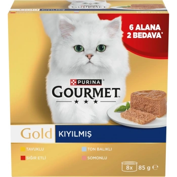 Gourmet Gold Kıyılmış Karışık Çeşitli Yetişkin Kedi Konservesi 8x85gr (8 AL 6 ÖDE)