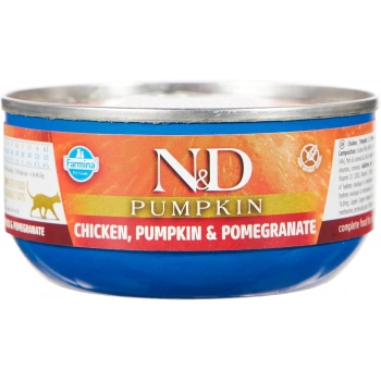 N&D Pumpkin Balkabaklı Tavuklu ve Narlı Tahılsız Yetişkin Kedi Konservesi 70gr