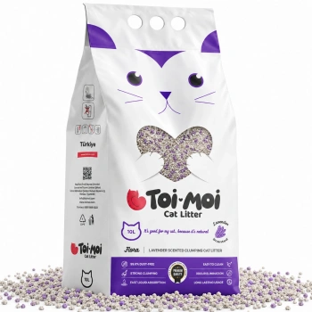 Toi Moi Topaklanan, Tozsuz, Koku hapseden Lavantalı Bentonit Kedi Kumu 10Kg