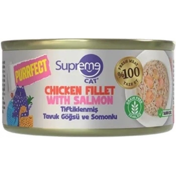 Supreme Cat Purrfect Tiftiklenmiş Tavuk Göğsü ve Somonlu Yetişkin Kedi Konservesi 70gr