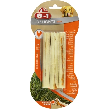 8in1 Delights Bones Köpekler için Tavuklu Ağız Bakım Kemiği (3lü) Sticks 75gr