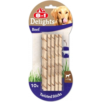 8in1 Delights Twisted Sticks Sığır Etli Köpek Kemiği 55 gr
