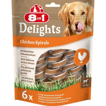 8in1 Smart Delights Chicken Spirals Tavuklu Burgu Köpek Ödülü 6 Adet