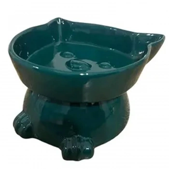 Ayaklı Porselen Kedi Figür Mama ve Su Kabı 300 ML