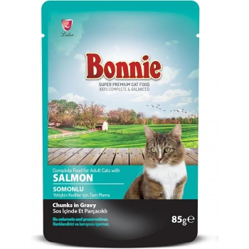 Bonnie Pouch Somonlu Ve Alabalıklı Jelly Yetişkin Kedi Konservesi 85gr