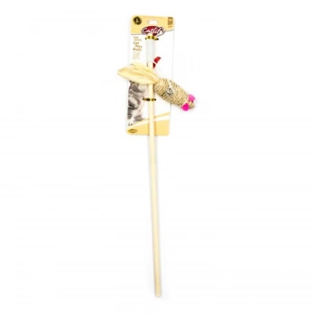 Catlife Kediler için Naturel Pembe Kulaklı Fare Zilli Olta